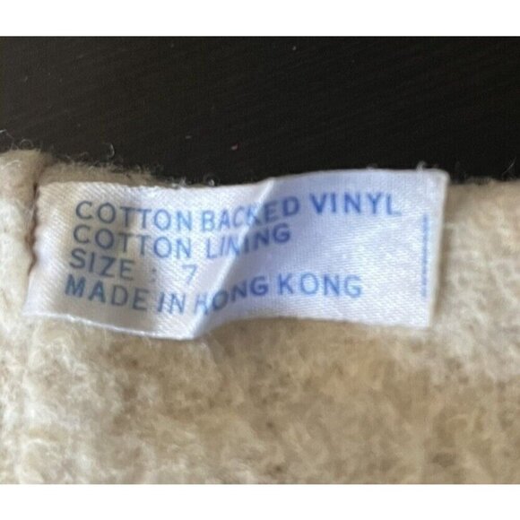 VIntage Light Gray Faux Vegan Leather Soft Cotton Lined Gloves - Picture 4 of 4